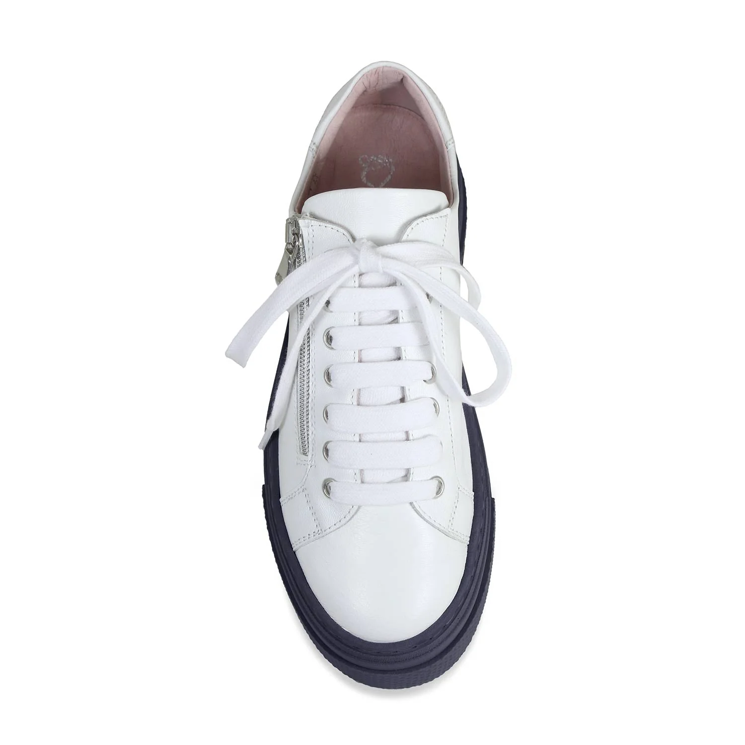 Diva: White Leather & Navy - Image 3