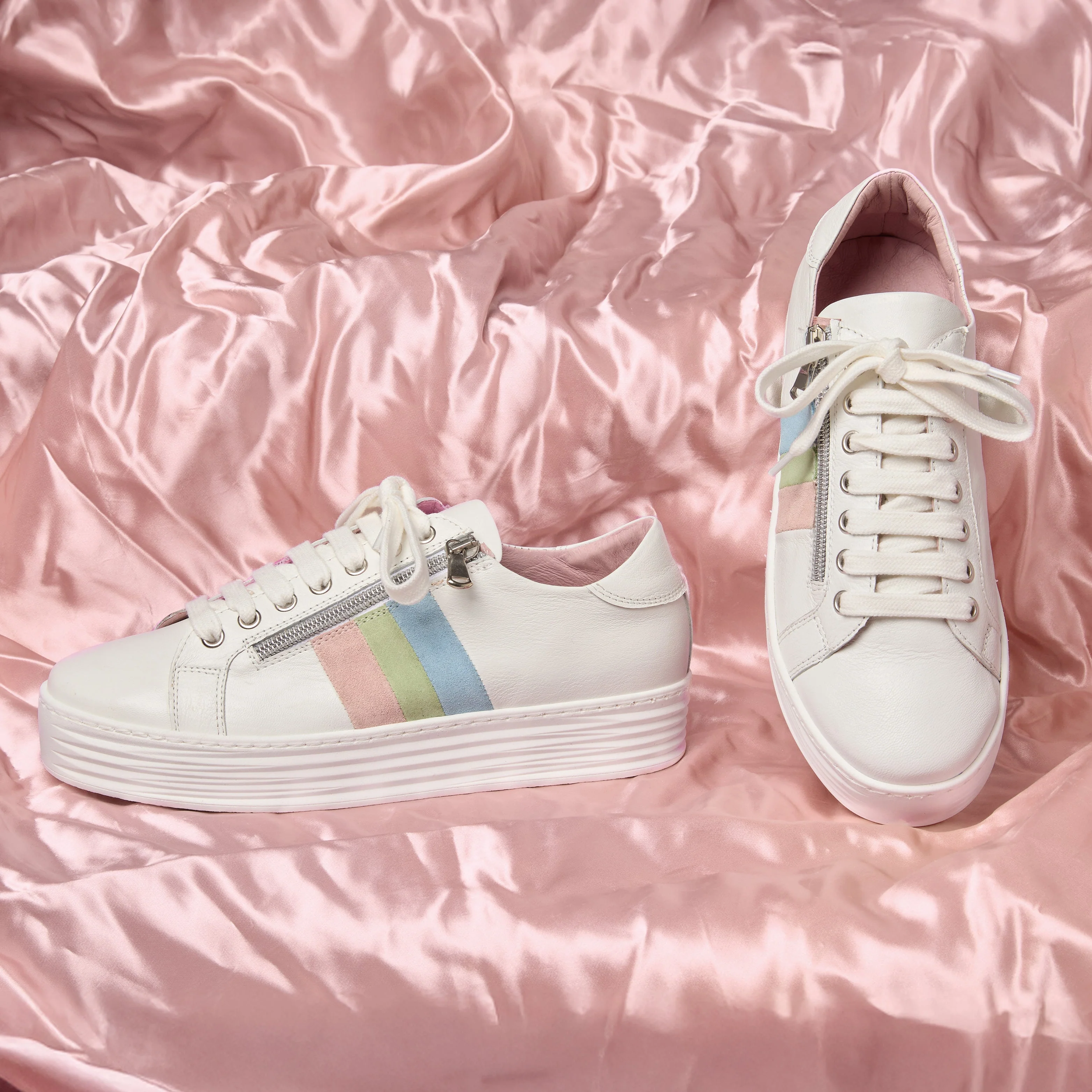 Hero-Stripe: White Leather & Multi Pastel - Image 4