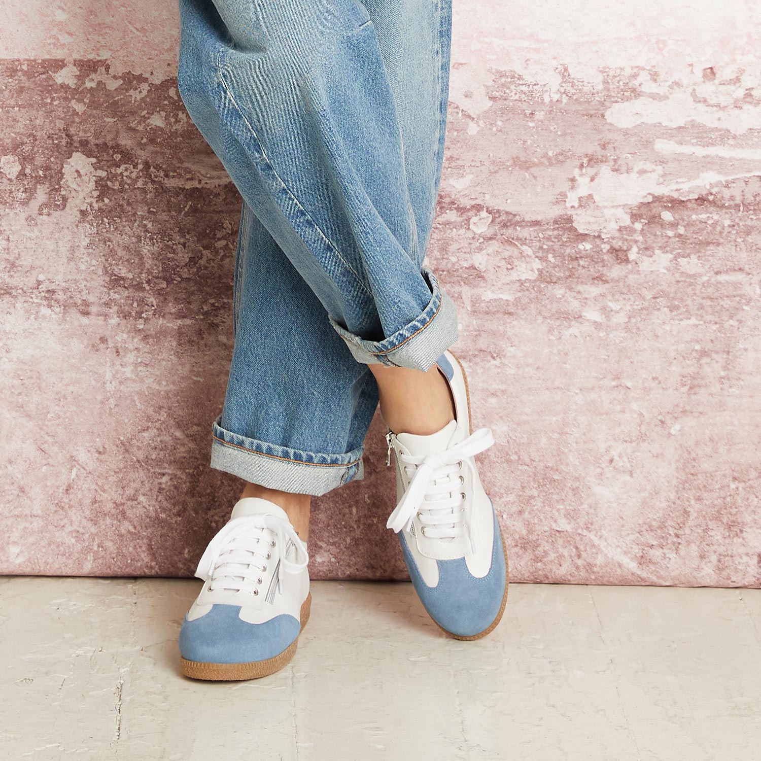 Pixie: White Leather & Denim Suede - Image 4