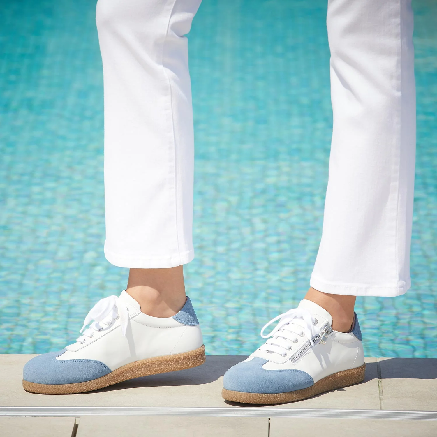 Pixie: White Leather & Denim Suede - Image 5
