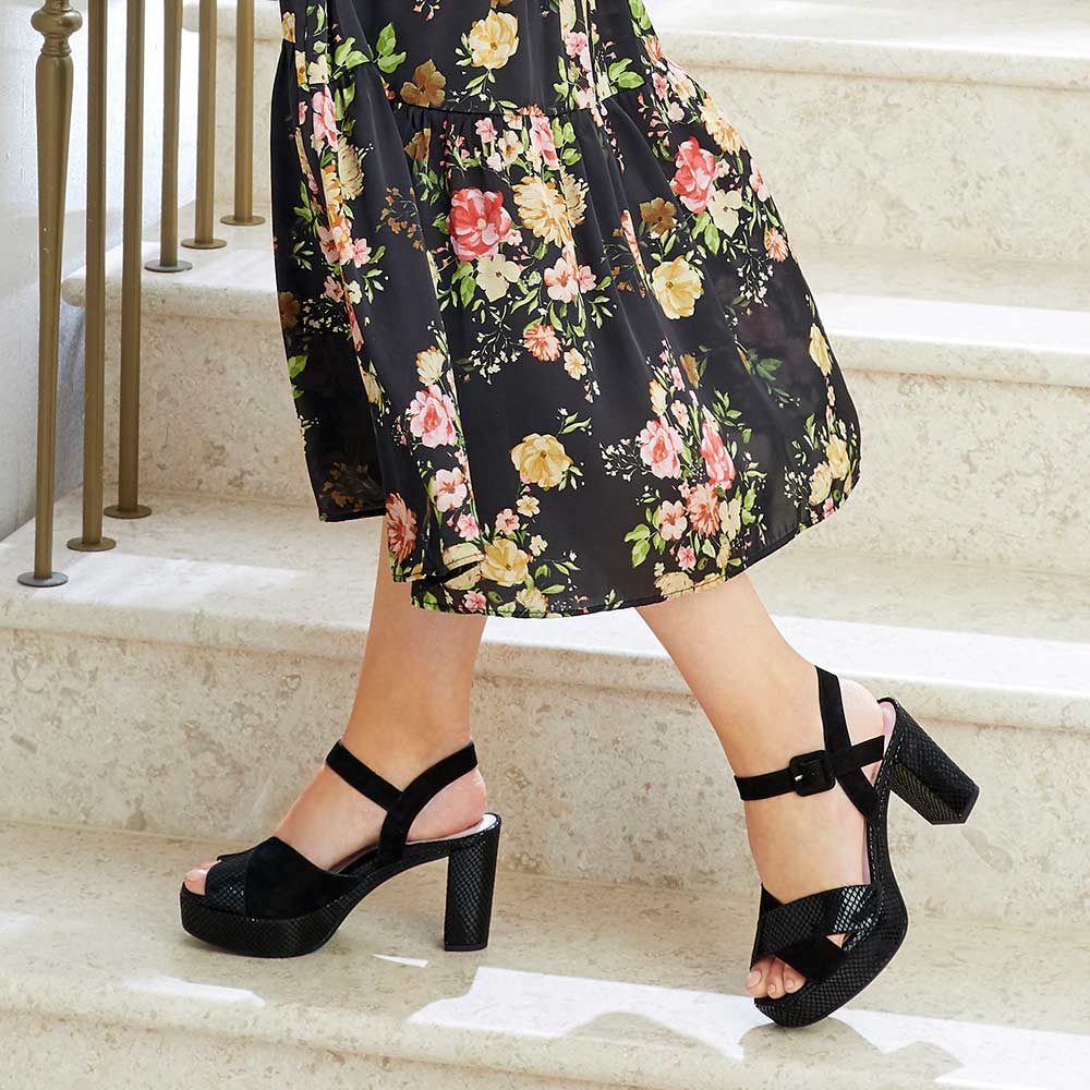 Ruby: Black Suede & Snake Print Leather - Image 6