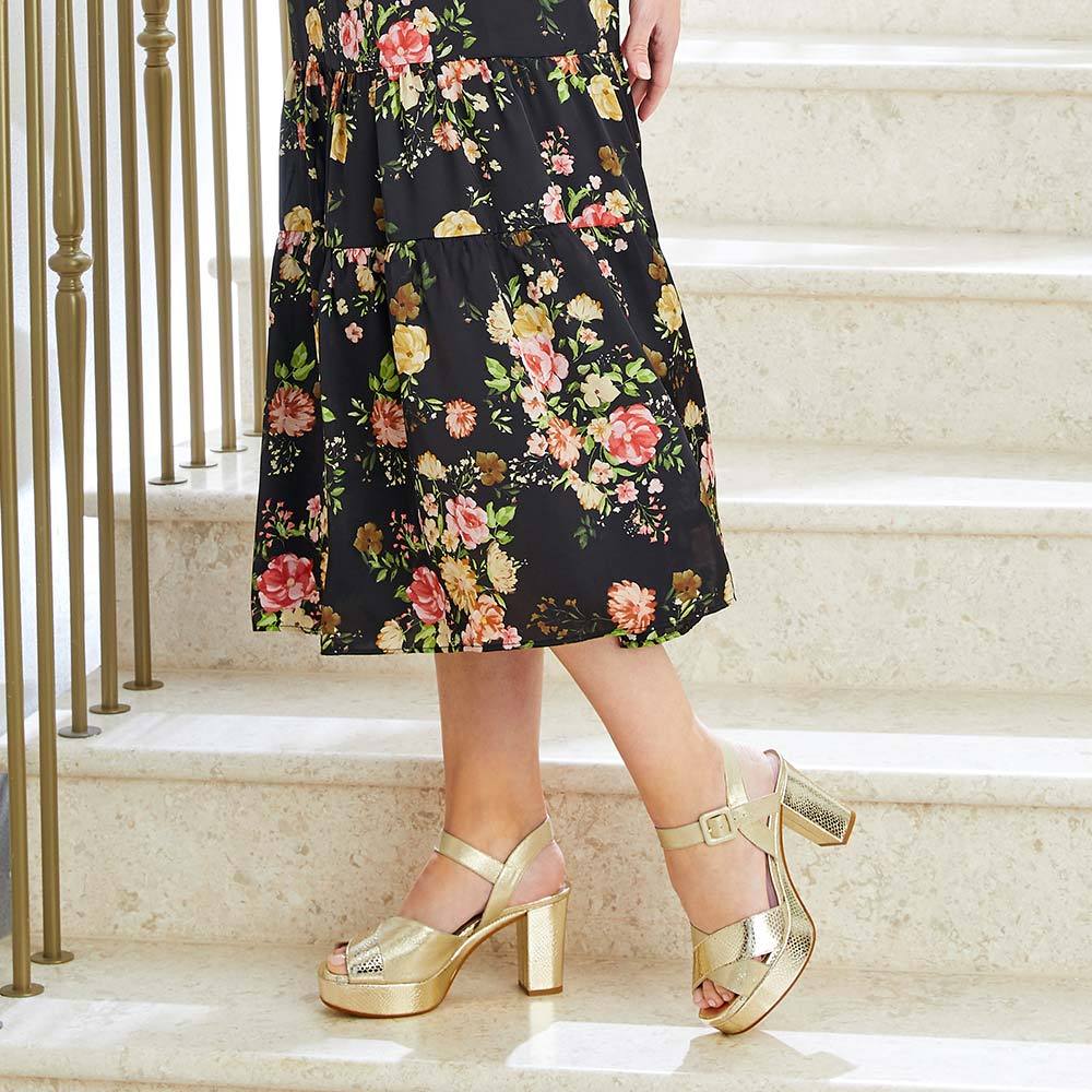 Ruby: Pale Gold Suede & Snake Print Leather - Image 5