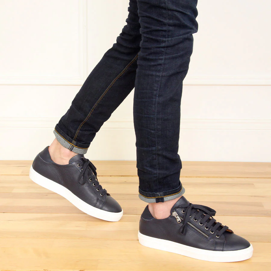 MEN'S Stride: Navy Leather - Image 4
