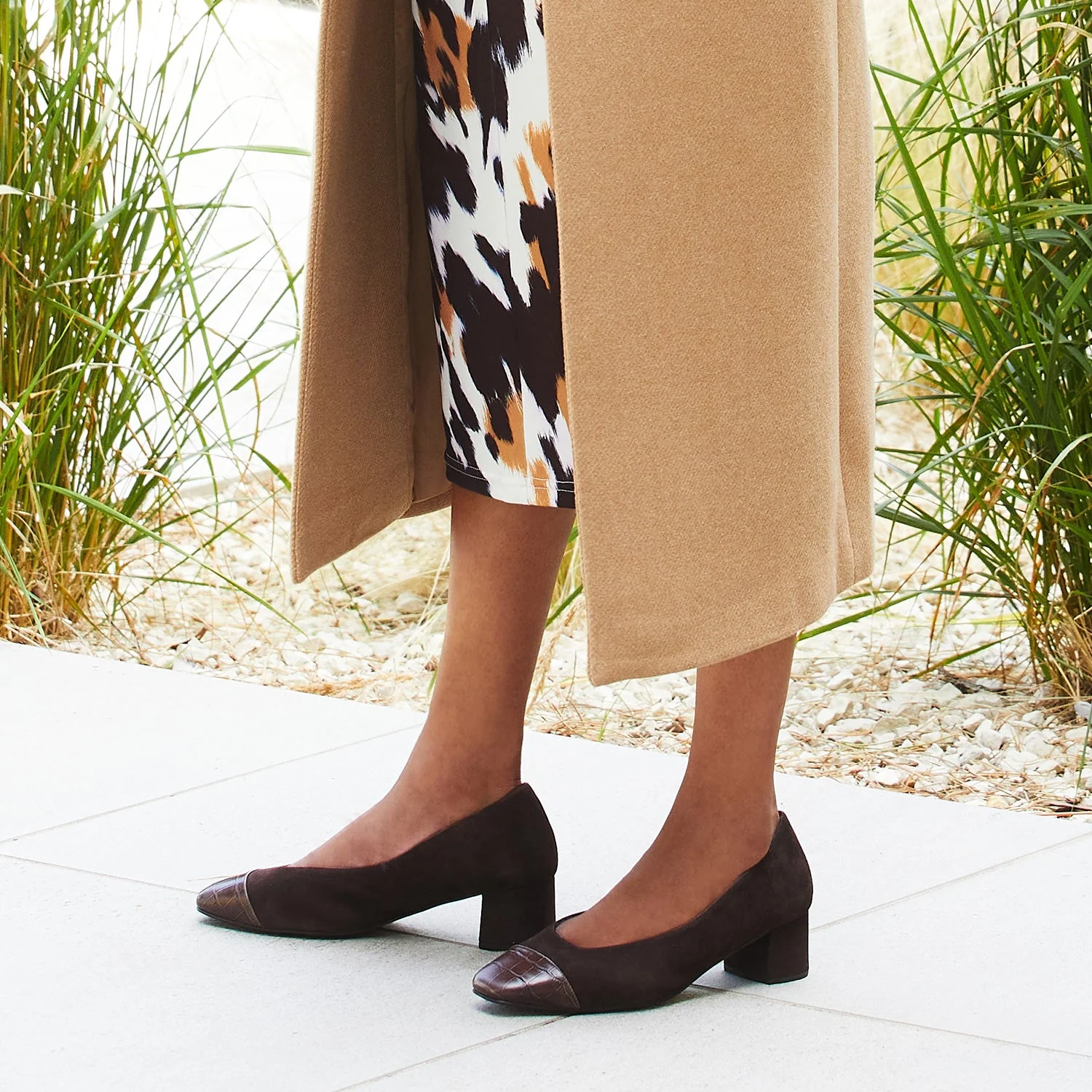 Valencia: Chocolate Brown Suede & Croc - Image 4